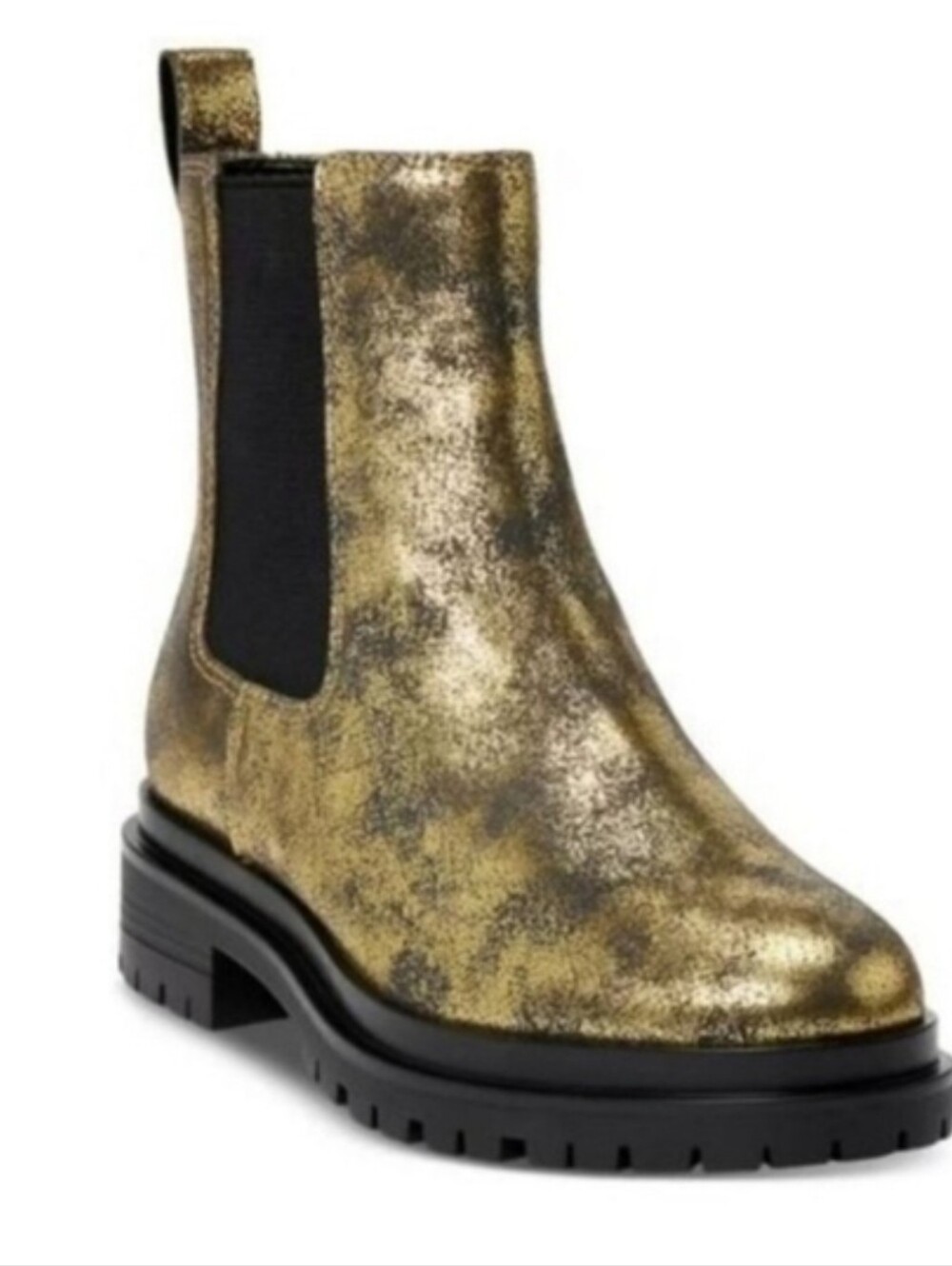 NWT! Lauren Ralph Lauren Chelsea Leather Booties Size 7 in Distressed Gold